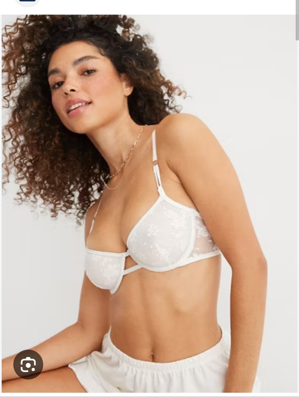 Aerie Real Power Wildflower Womens White Lace Bra Size 36D
